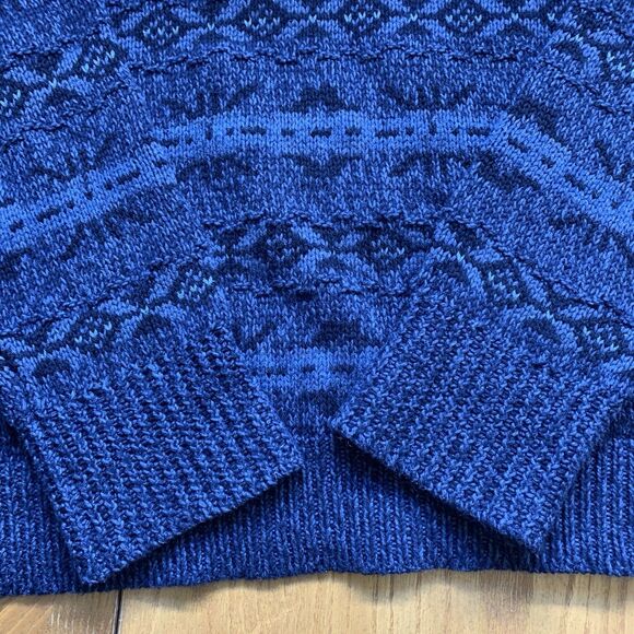 VTG Polo Ralph Lauren Sweater Mens M Blue Fair Isle Silk Linen Cotton Knit 90s - Picture 4 of 7